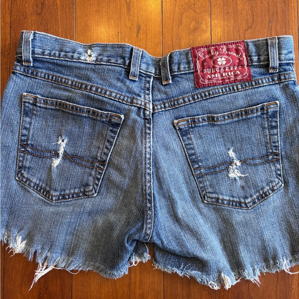 Lucky Brand Size 10/30 Distressed Frayed Denim Shorts Blue Cutoff Jean Shorts - Picture 7 of 13